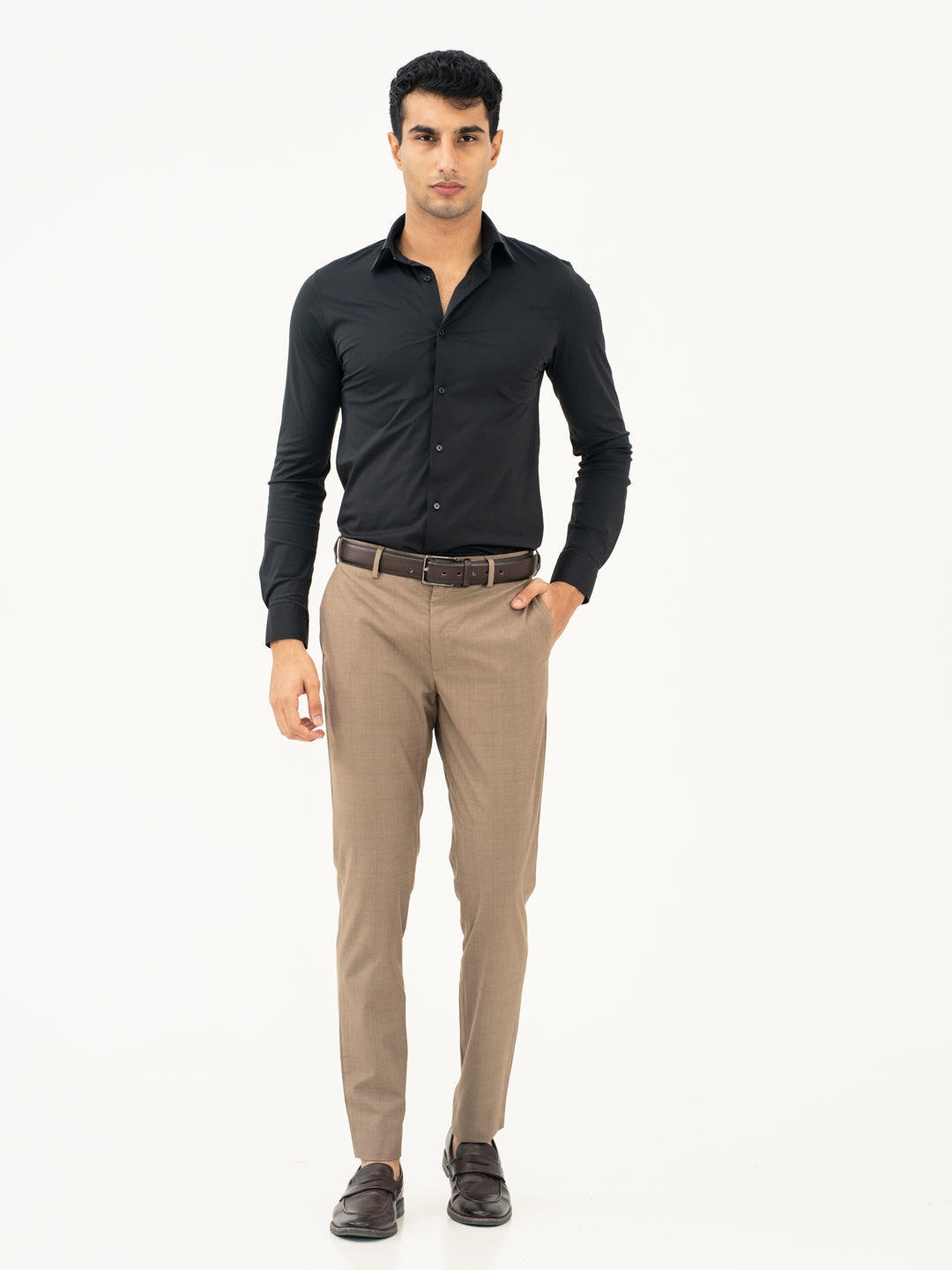 Chestnut Brown Checks Formal Pants