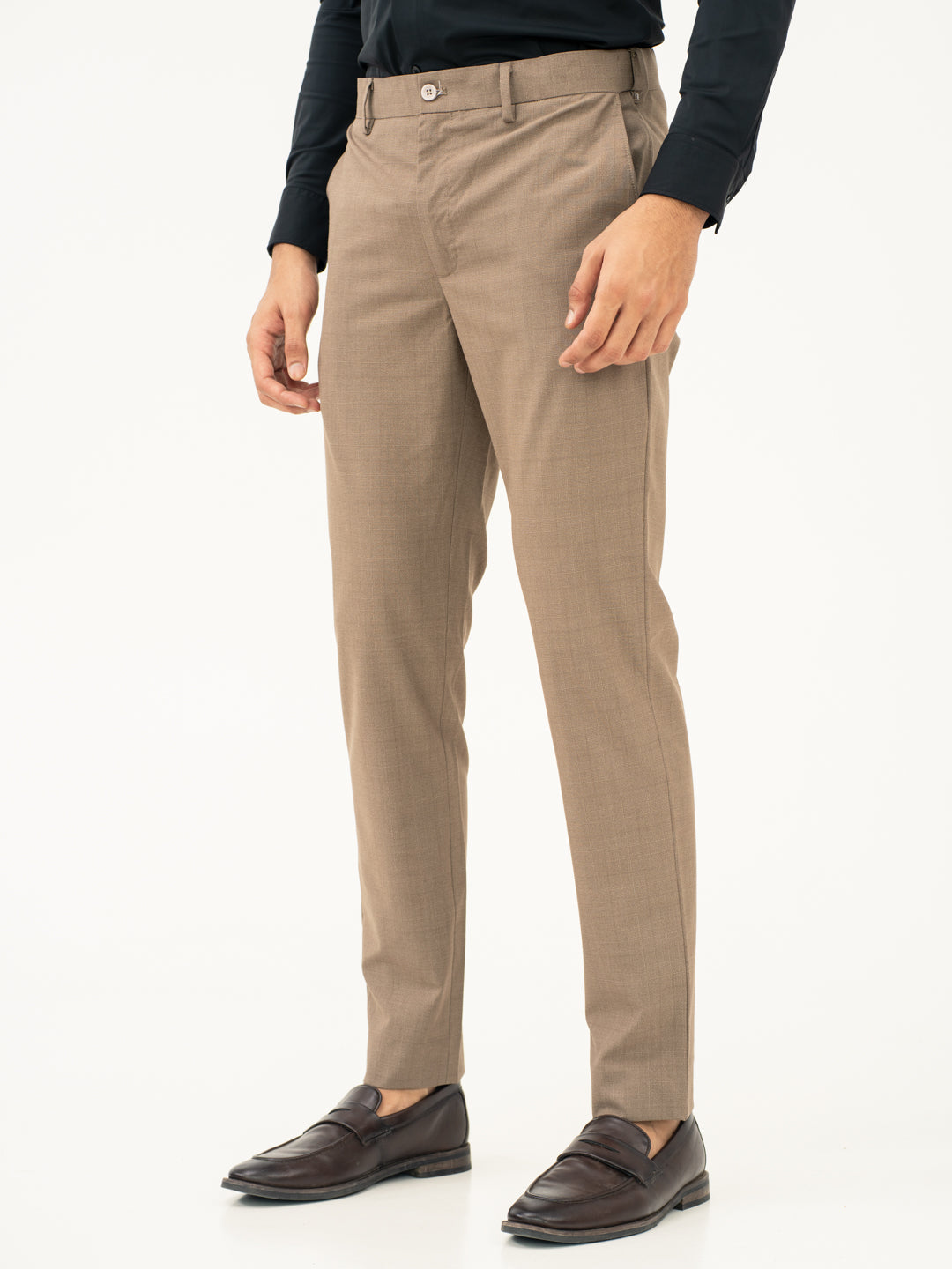 Chestnut Brown Checks Formal Pants