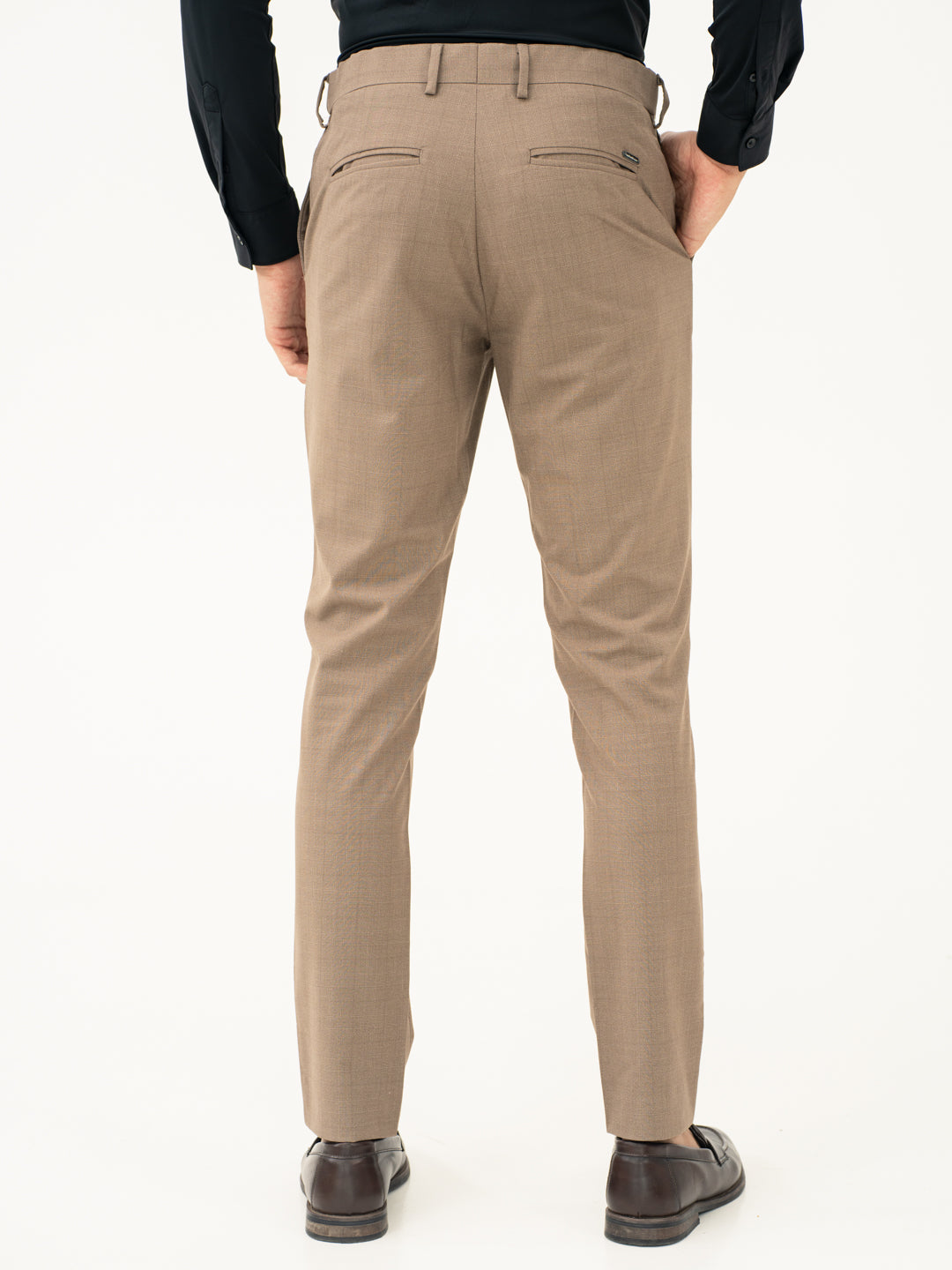 Chestnut Brown Checks Formal Pants