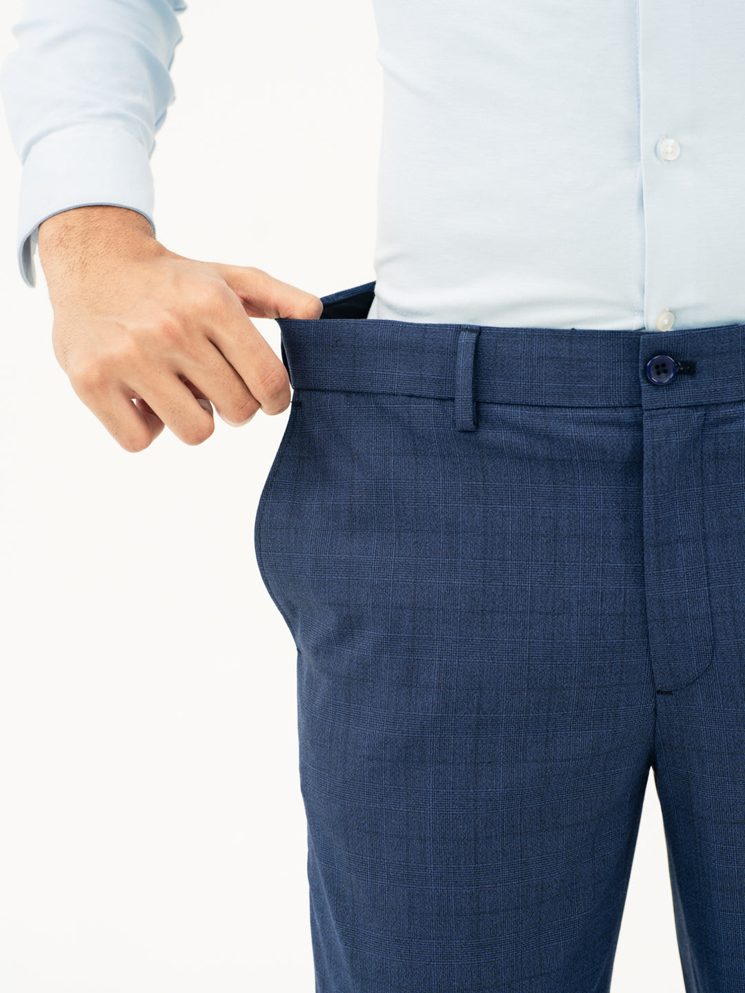 Azure Blue Checks Formal Pants
