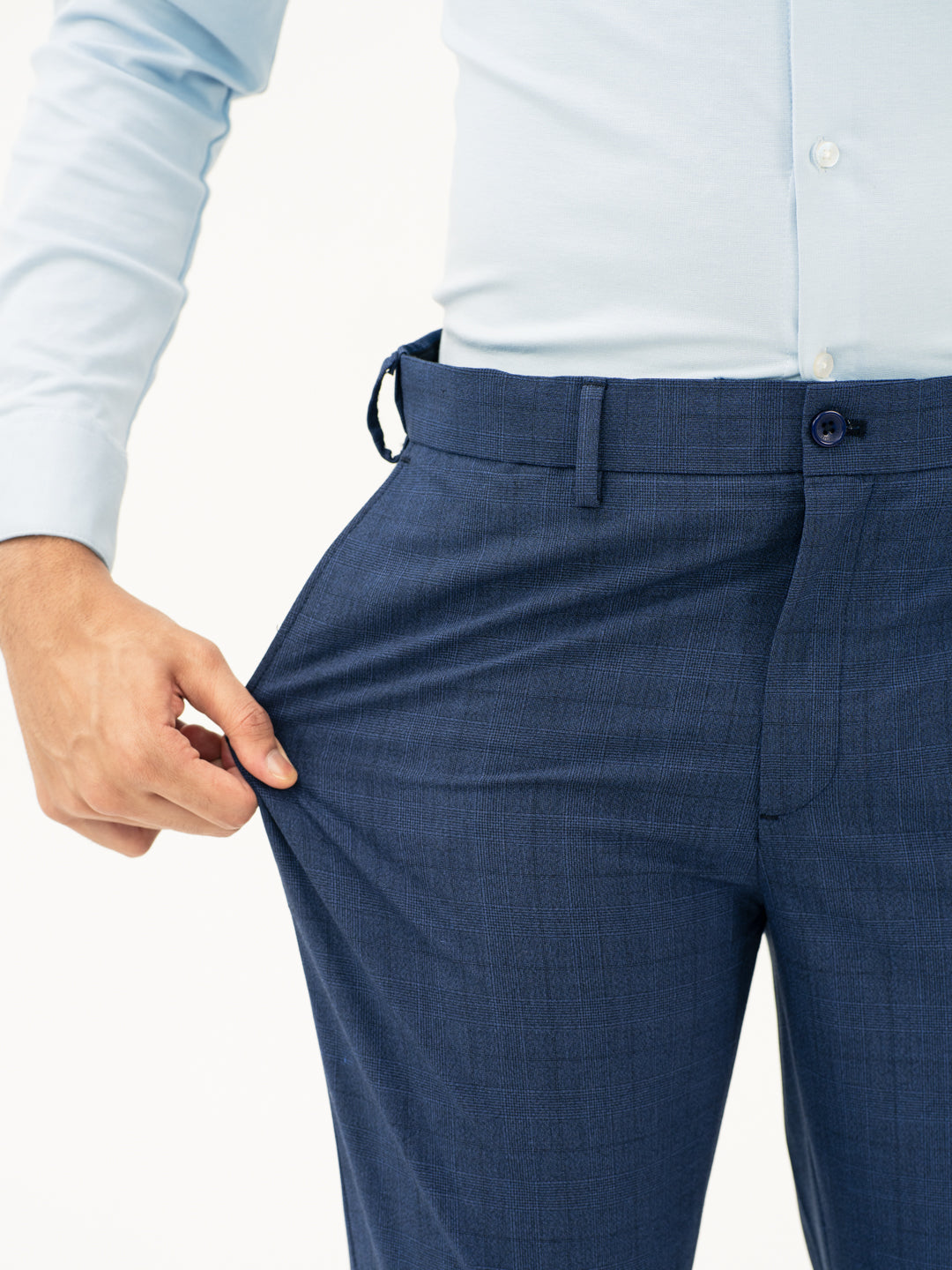 Azure Blue Checks Formal Pants