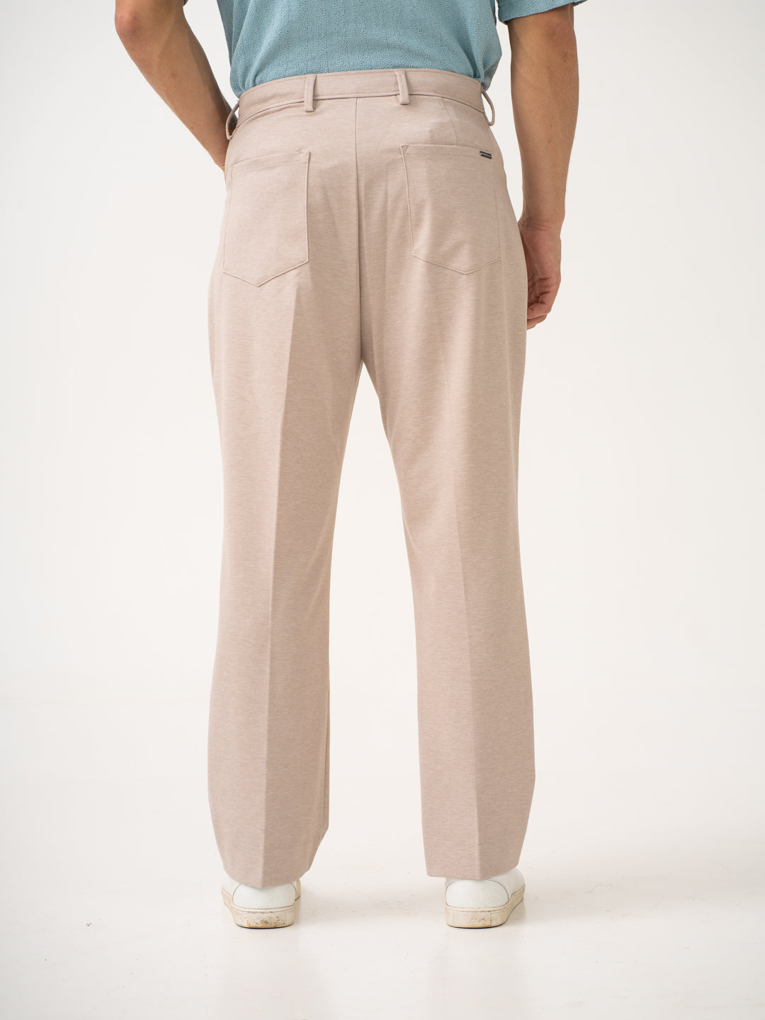 Tofu Beige Relaxed Fit Korean Pintuck Pants