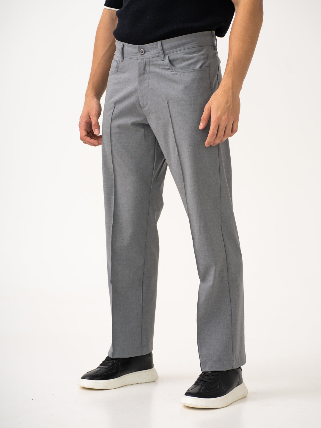 Haze Grey Relaxed Fit Korean Pintuck Pants