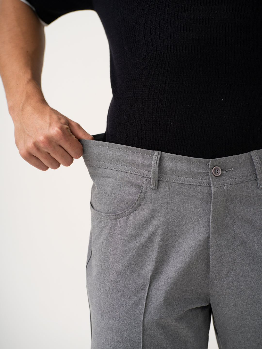 Haze Grey Relaxed Fit Korean Pintuck Pants