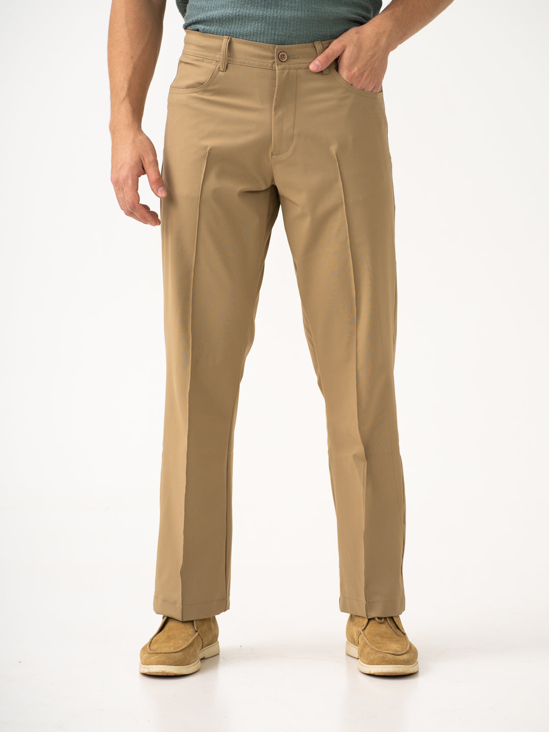 Pecan Khaki Relaxed Fit Korean Pintuck Pants