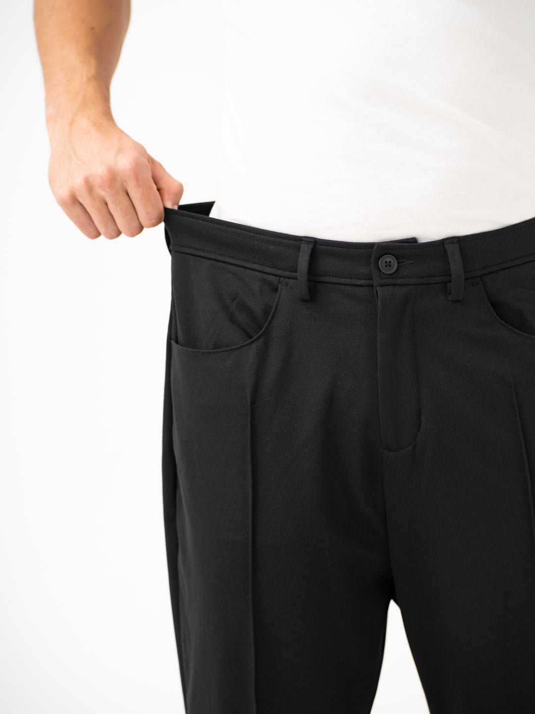 Gothic Black Relaxed Fit Korean Pintuck Pants