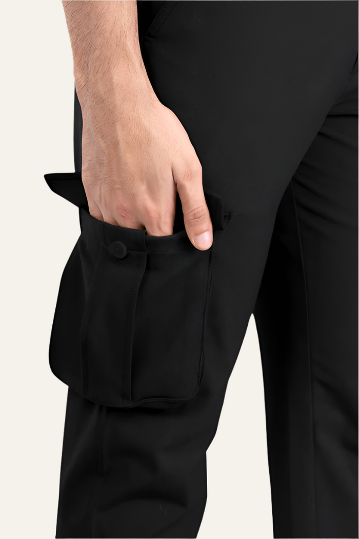 Ebony Black Stretch Cargo Pants
