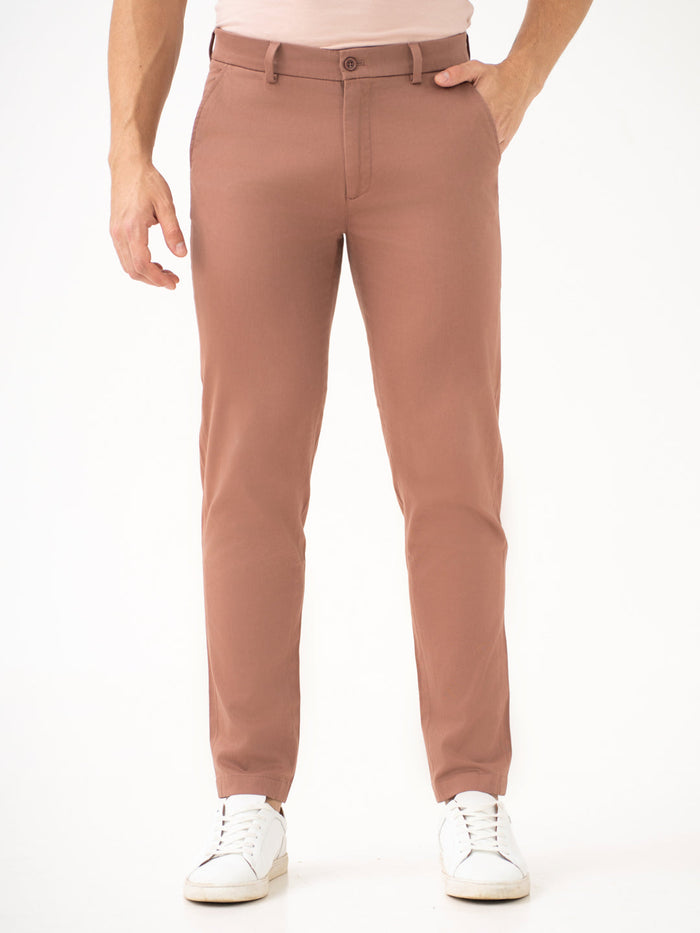 Terracotta Brown Slim Fit Stretch Chinos