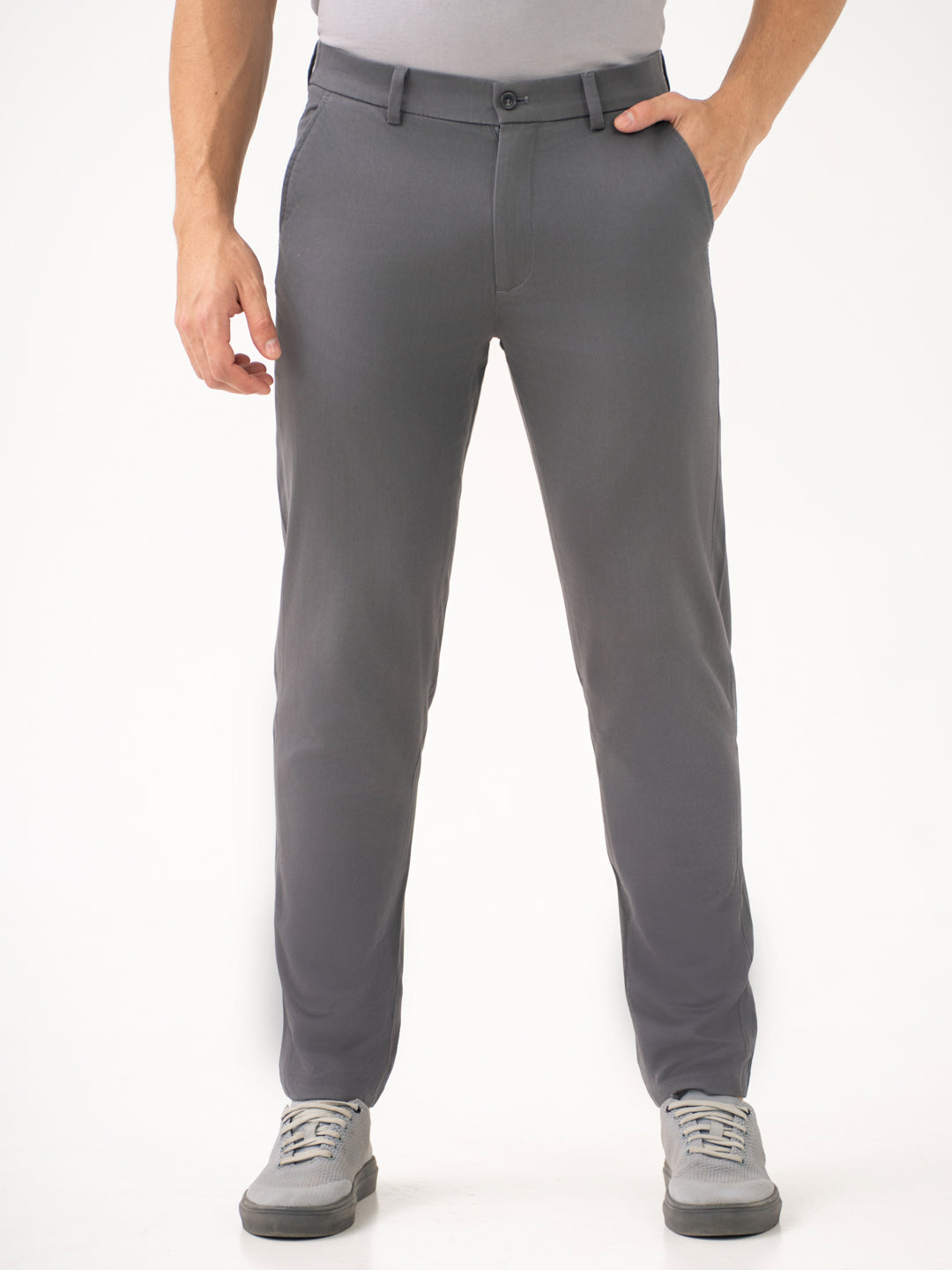 Goal Grey Slim Fit Stretch Chinos