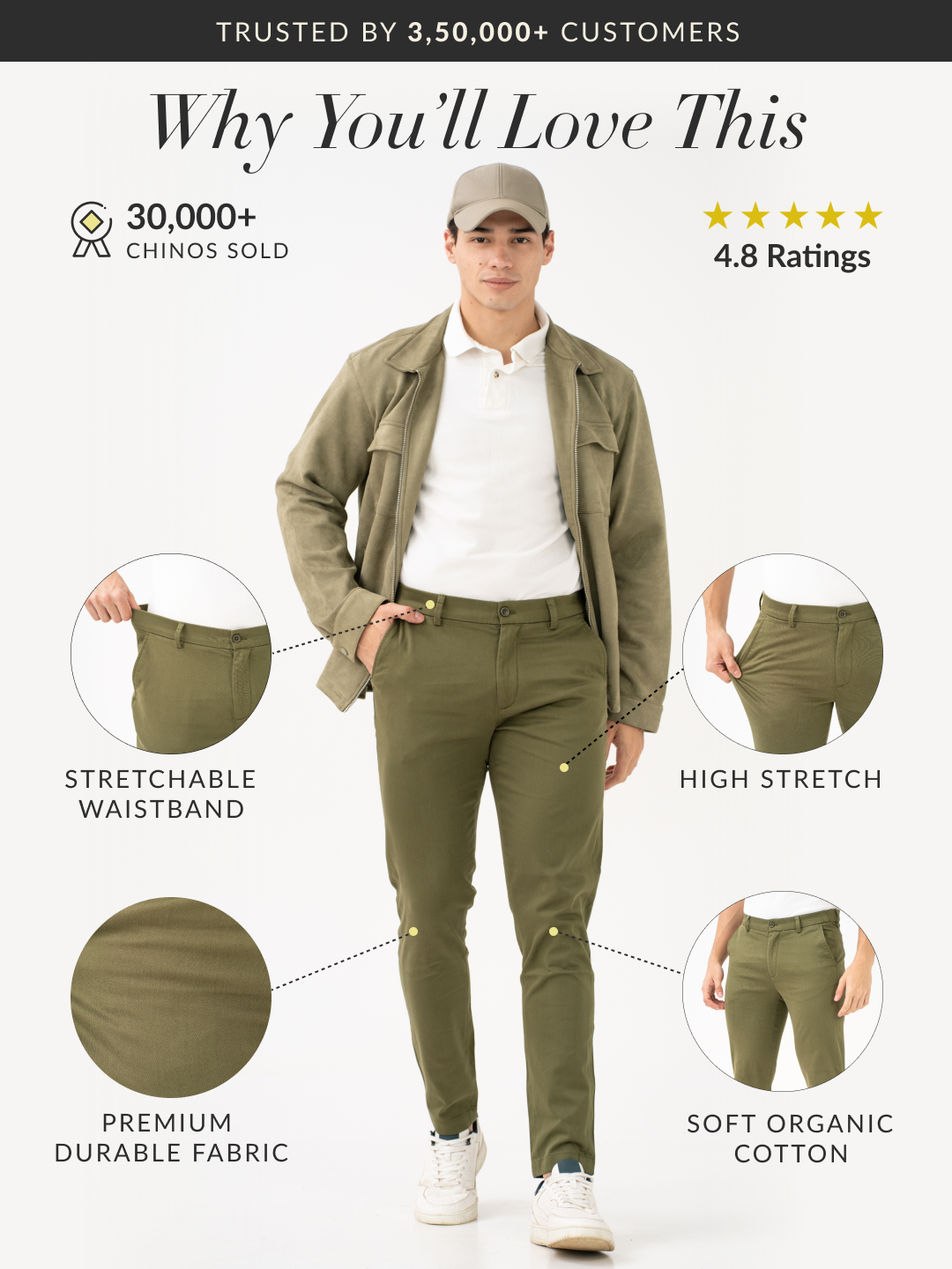 Field Green Slim Fit Stretch Chinos