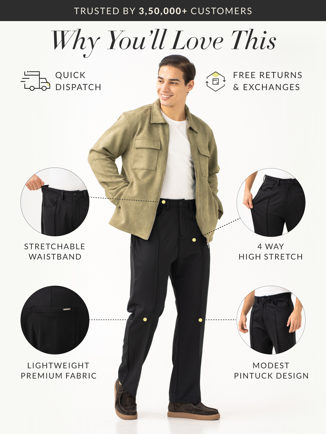Gothic Black Relaxed Fit Korean Pintuck Pants