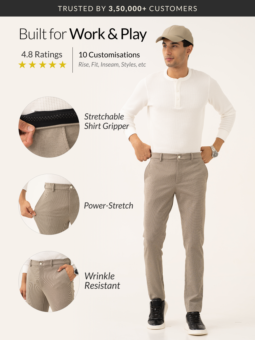 Jupiter Brown Houndstooth Power-Stretch Pants
