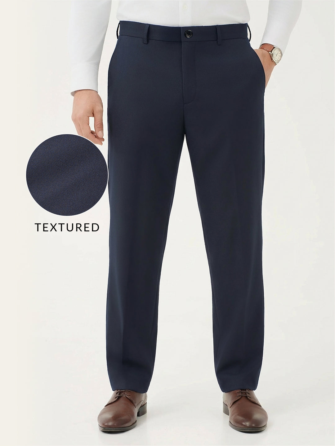 Kairo Navy Luxury Twill Relaxed Fit Stretch Formal Pants