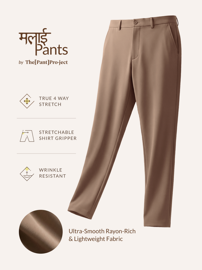 Malai Pants Khaki Soft-touch Slim Fit Power Stretch Pants