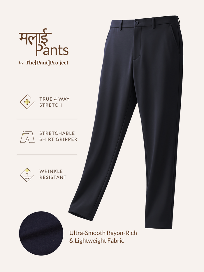 Malai Pants Navy Soft-touch Slim Fit Power Stretch Pants
