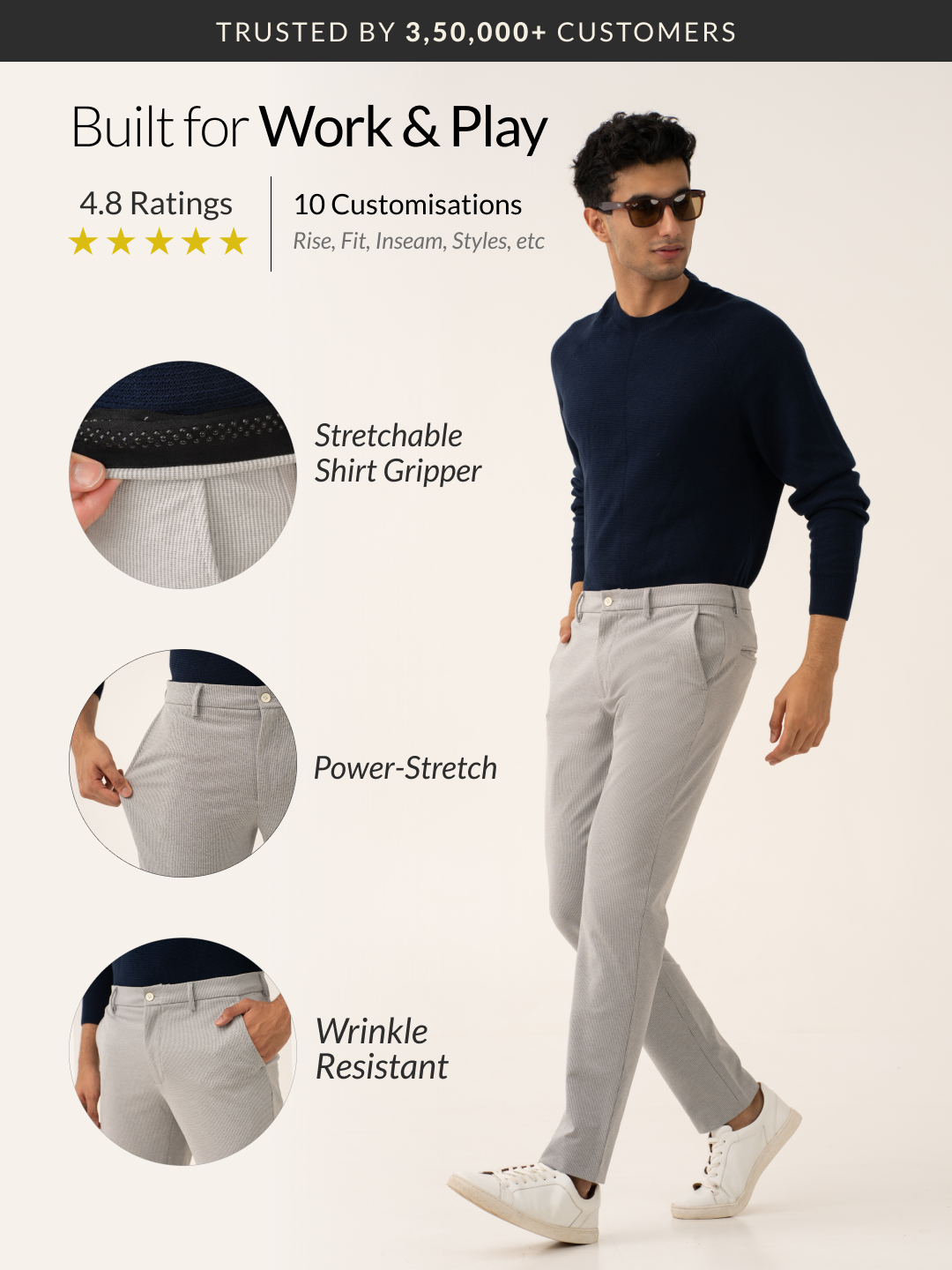 Satellite Grey Houndstooth Power-Stretch Pants