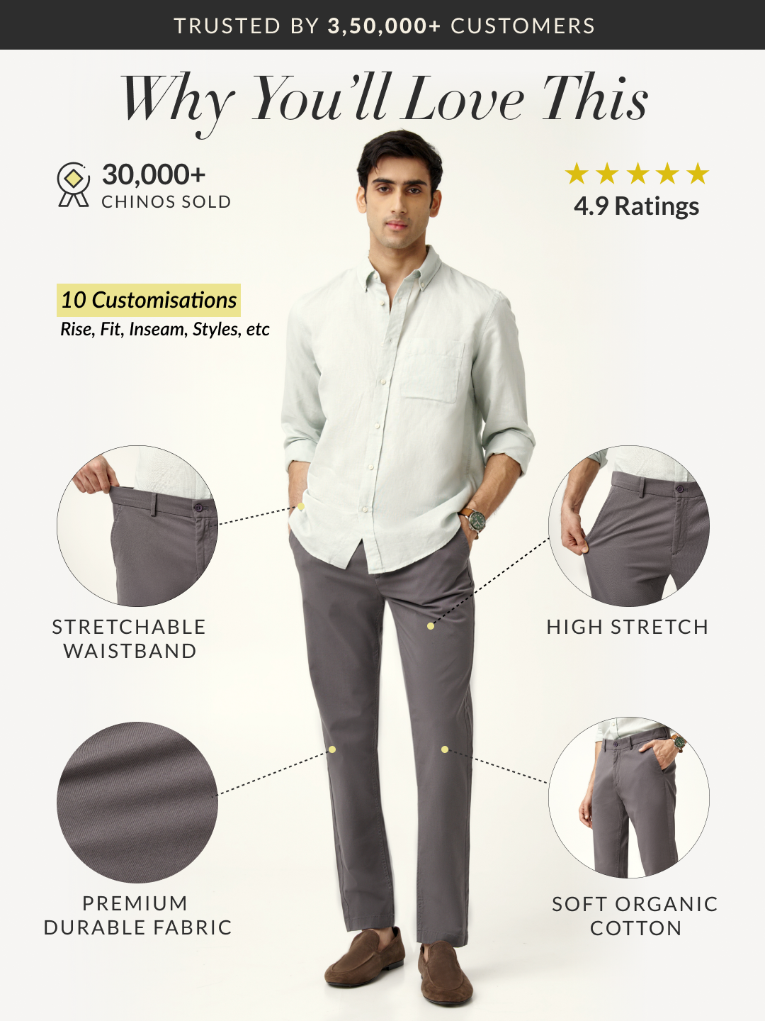 Spanish Grey Stretch Chinos
