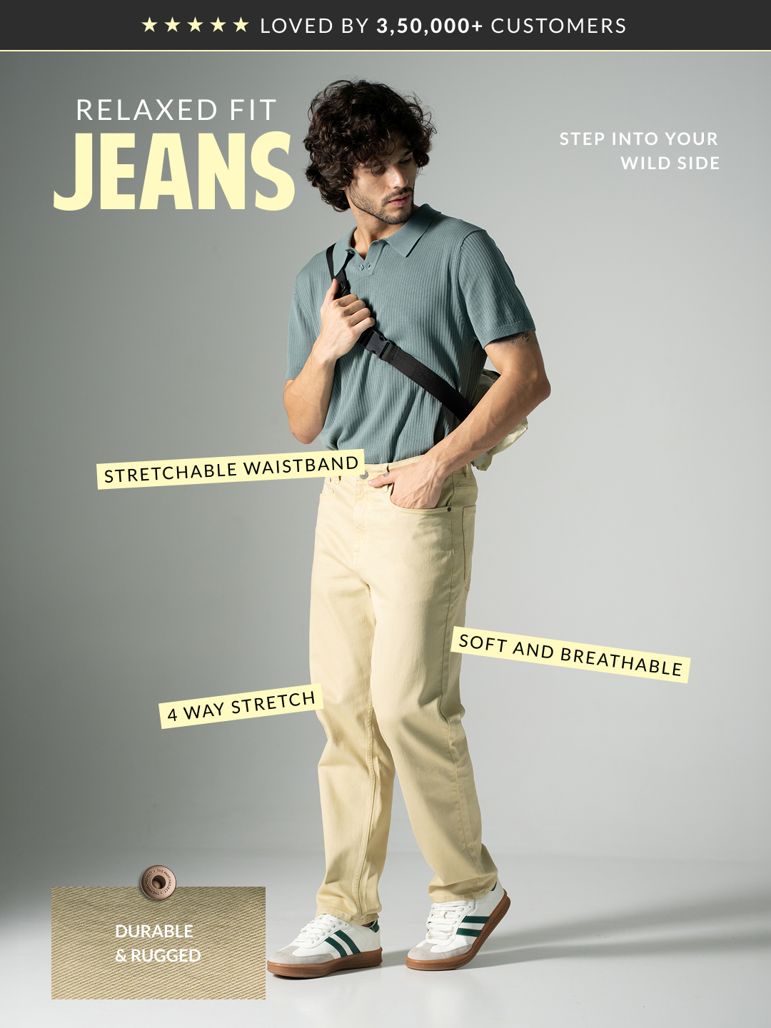 Sunbeam Beige Relaxed Fit Jeans