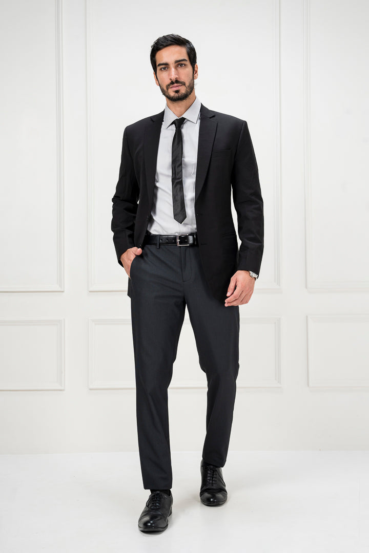 New York Black Micro Checks Stretch Pants