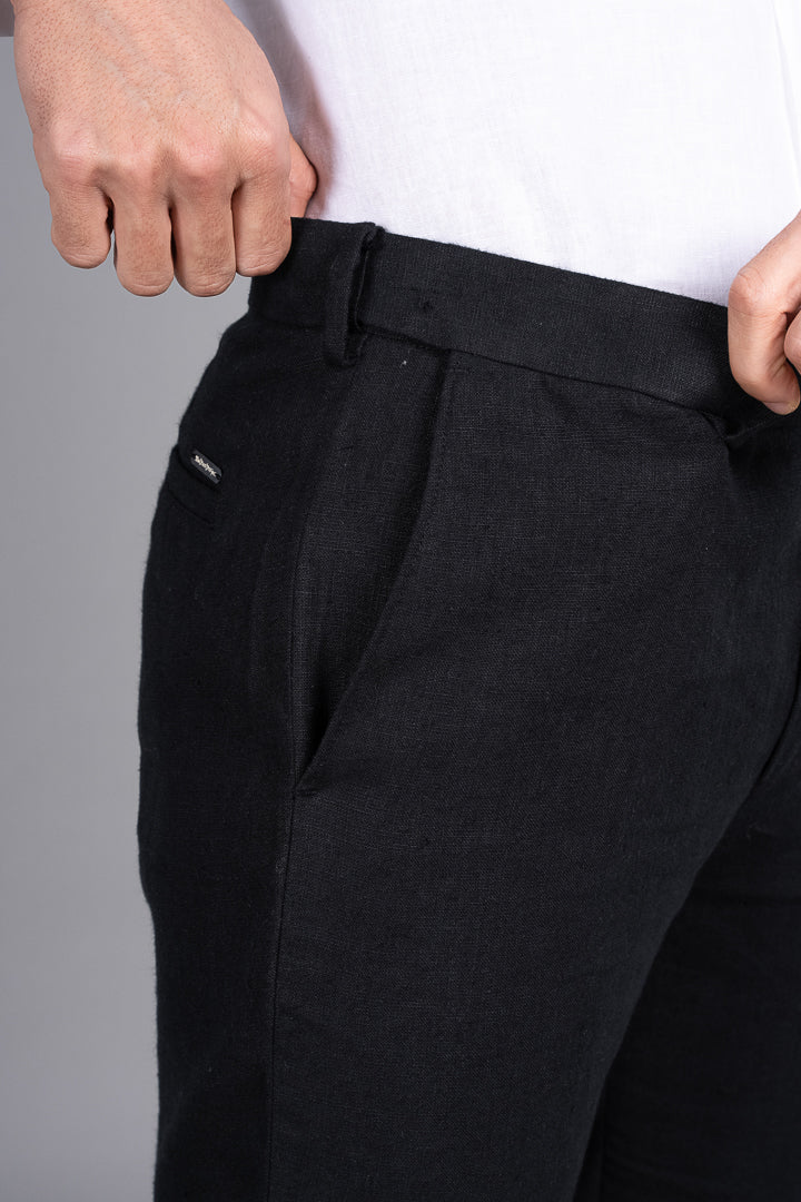 Natural Black 100% Linen Pants