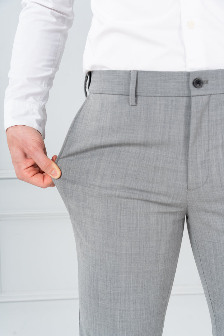 Misty Grey Melange Merino Wool Pants