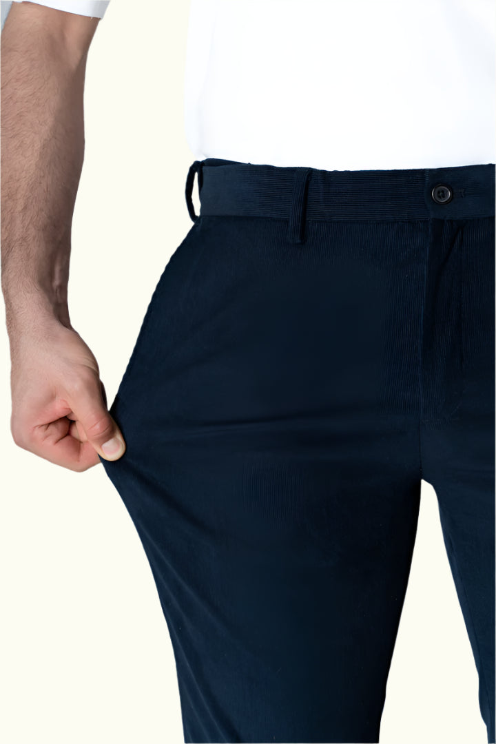 Navy Corduroy Stretch Pants