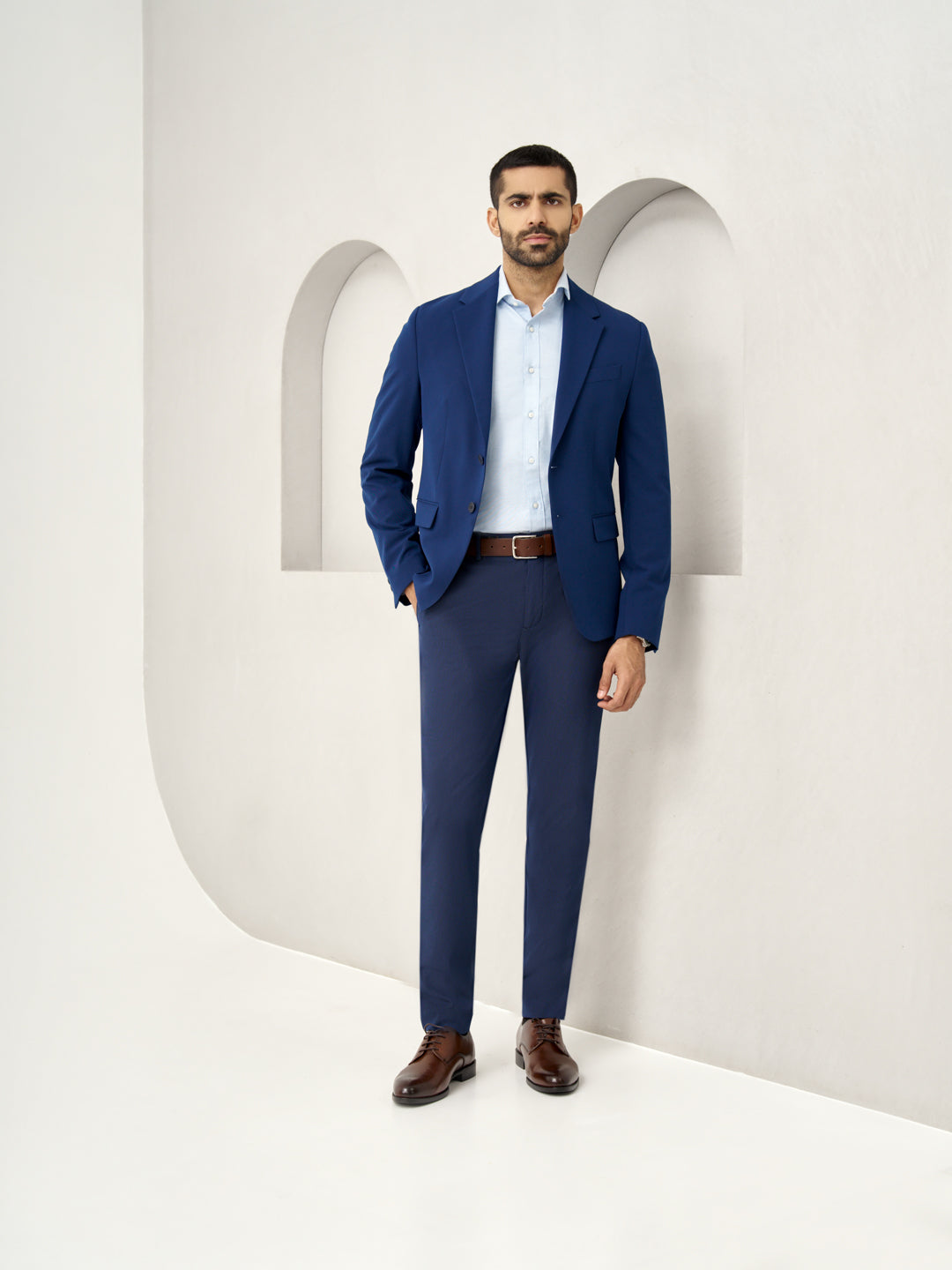 Astro Navy Micro Checks Stretch Pants