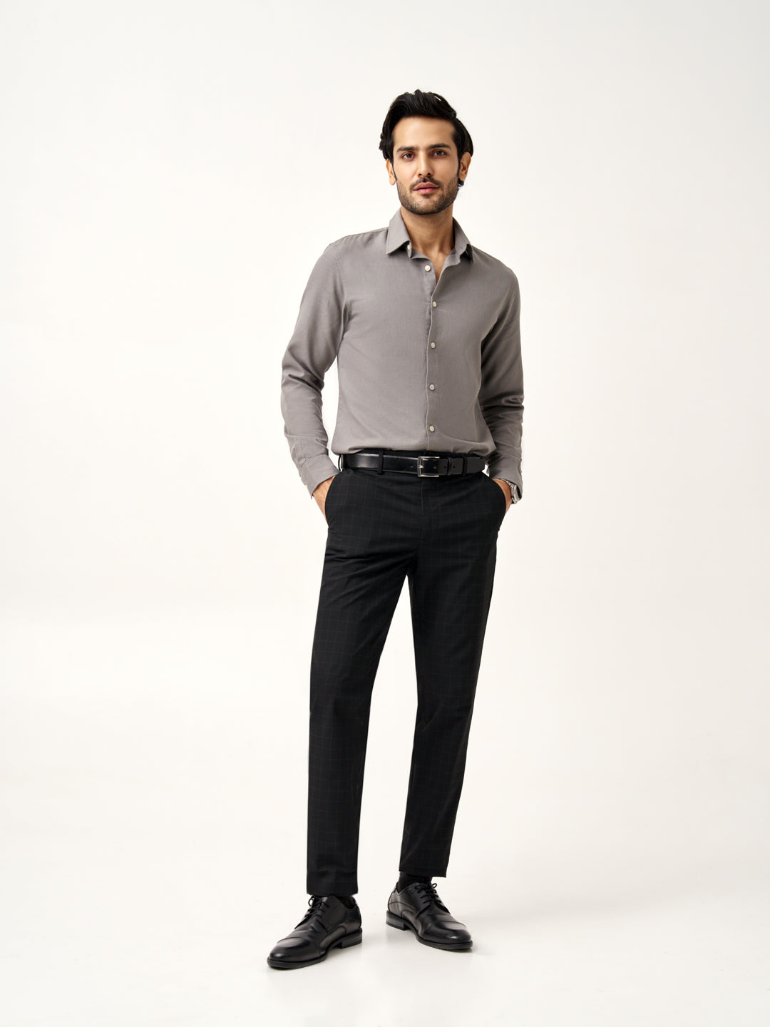 Raven Black Checks Formal Pants