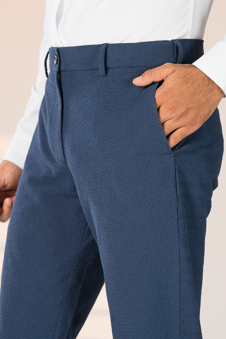 Jodhpur Blue Checks Seersucker Pants