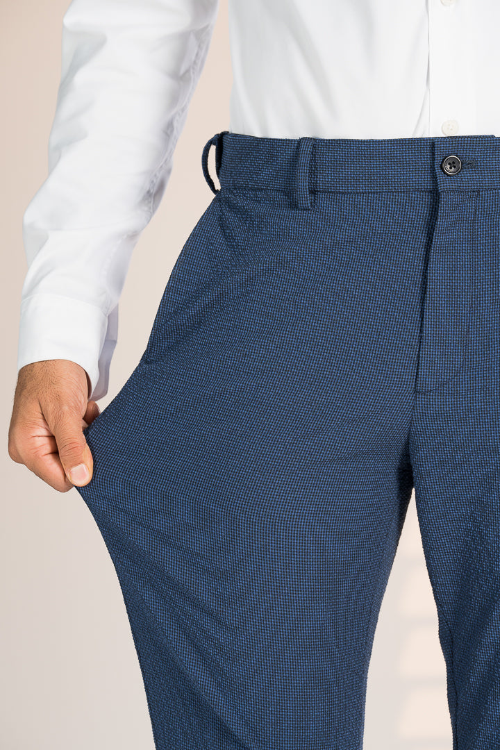 Jodhpur Blue Checks Seersucker Pants