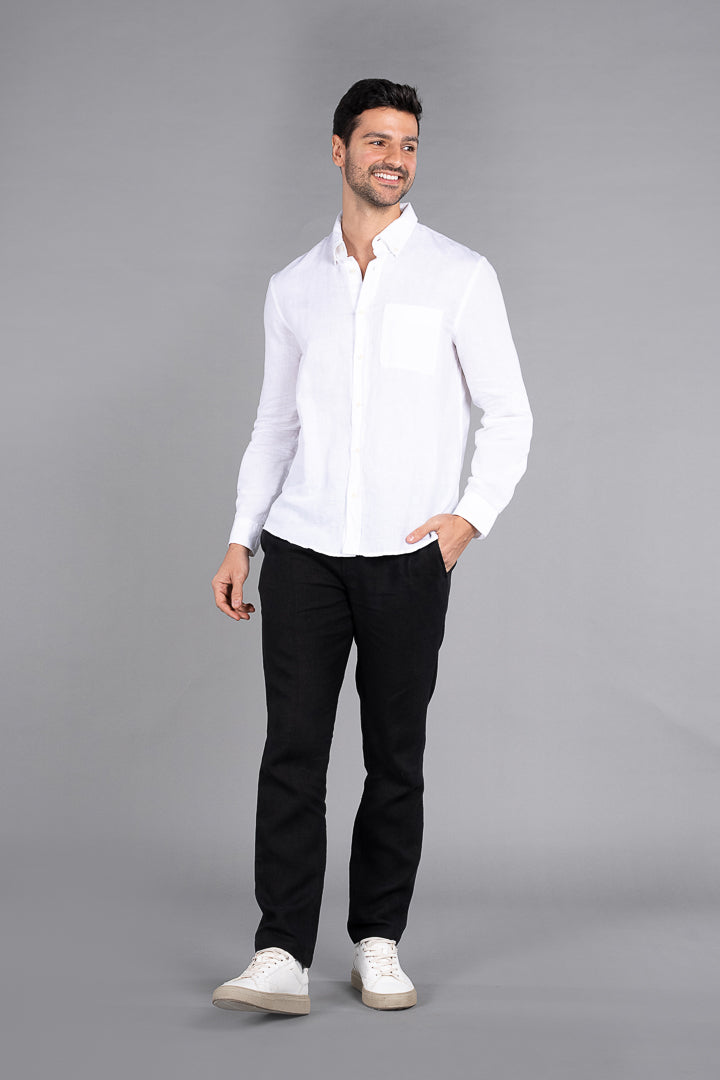 Natural Black 100% Linen Pants