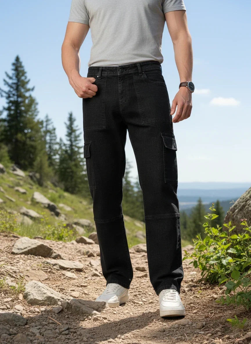 Ridge Black Relaxed Fit Denim Cargos