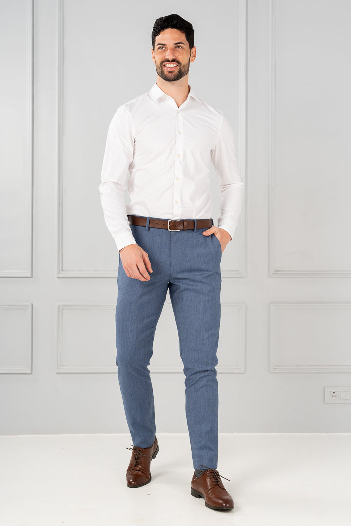 Marina Blue Merino Wool Twill Pant